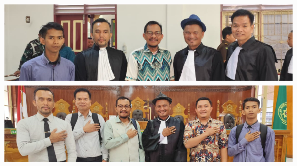 Fhoto : Terdakwa saat bersam Tim Penasehat Hukum Usai sidang di Pengdilan Negeri Medan