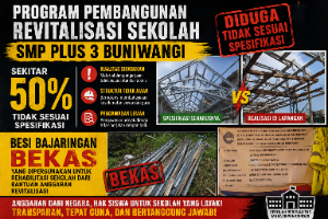 Diduga Program Pembangunan Revitalisasi Sekolah SMP PLUS 3 BUNIWANGI